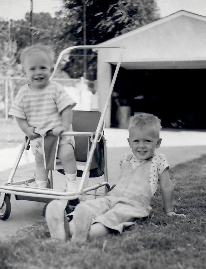 1954 John in Stroller & Colin crop